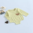 thumbnail image 2 of Barboteuse d'Automne pour Bébés Filles Garçons, Col Brodé d'Ours, Manches Courtes, Combinaison à Boutons-Pression, 2 of 6