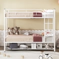 thumbnail image 2 of SESSLIFE Twin Over Twin Bunk Bed, Sturdy Metal Bunk Bed with Storage Shelf, Suitable for Bedroom, Dorm, Mattress Foundation, No Box Spring Needed, 2 of 10