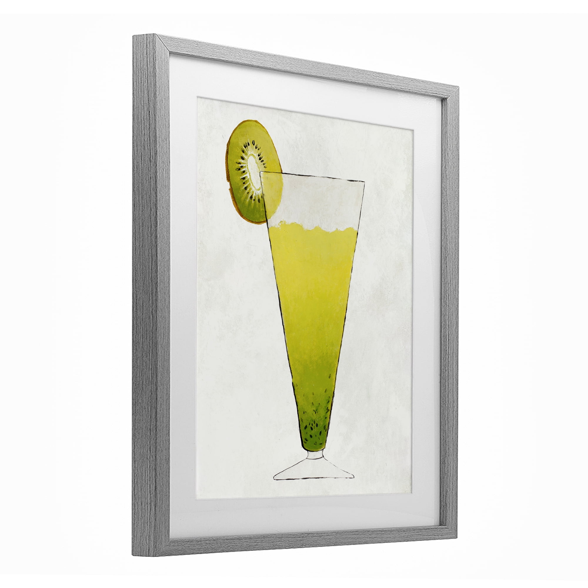 Stupell Industries Summer Cocktail Kiwi Slice Gray Framed Print Under Glass, design by Lorenzo Collective