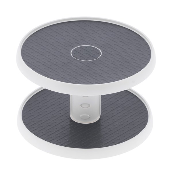 Organizador de gabinete Jadeshay estante para especias giratorio de 2 niveles color Gris Blanco