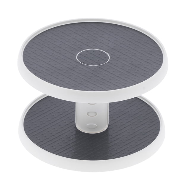 Organizador de gabinete Jadeshay estante para especias giratorio de 2 niveles color Gris Blanco