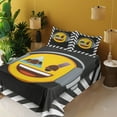 thumbnail image 2 of Ambesonne Music Emoji Fitted & Top Sheet Set with Shams, Modern DJ Face Dots Art, White Mustard Dimgray, 2 of 5