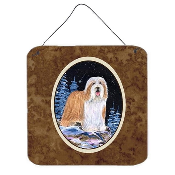 6 x 6 in. Starry Night Bearded Collie Aluminium Metal Wall or Door Hanging Prints