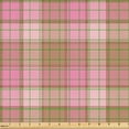 thumbnail image 2 of Ambesonne Brown Plaid Fabric by the Yard Upholstery, Modern and Soft Tartan, 5 Yards, Pastel Pink Rose, 2 of 5