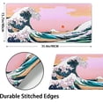 thumbnail image 5 of Cute Pink Mouse Pad Japanese Wave Kawaii Aesthetic Extended Desk Mat 90X40 cm Non-Slip Rubber Base Stitched Edge Large XXL Playmat&nbsp;for Keyboard Gaming Laptop Computer Office Desktop,35.4×15.7 in, 5 of 6