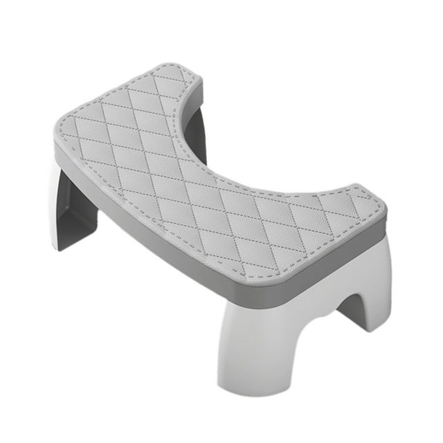 Grey Soft Toilet Stool With Non-Slip Surface Foldable Bathroom Step Stool For Home Use Padded Footrest Portable Abs Material Gray