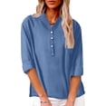 thumbnail image 4 of Lixiuxyad Summer Blouse Stylish Women Shirts For Everyday Wear V Neck Long Sleeve Top Solid Color Casual Shirt For Spring And Summer Versatile For Jeans And Casual Pants, 4 of 6
