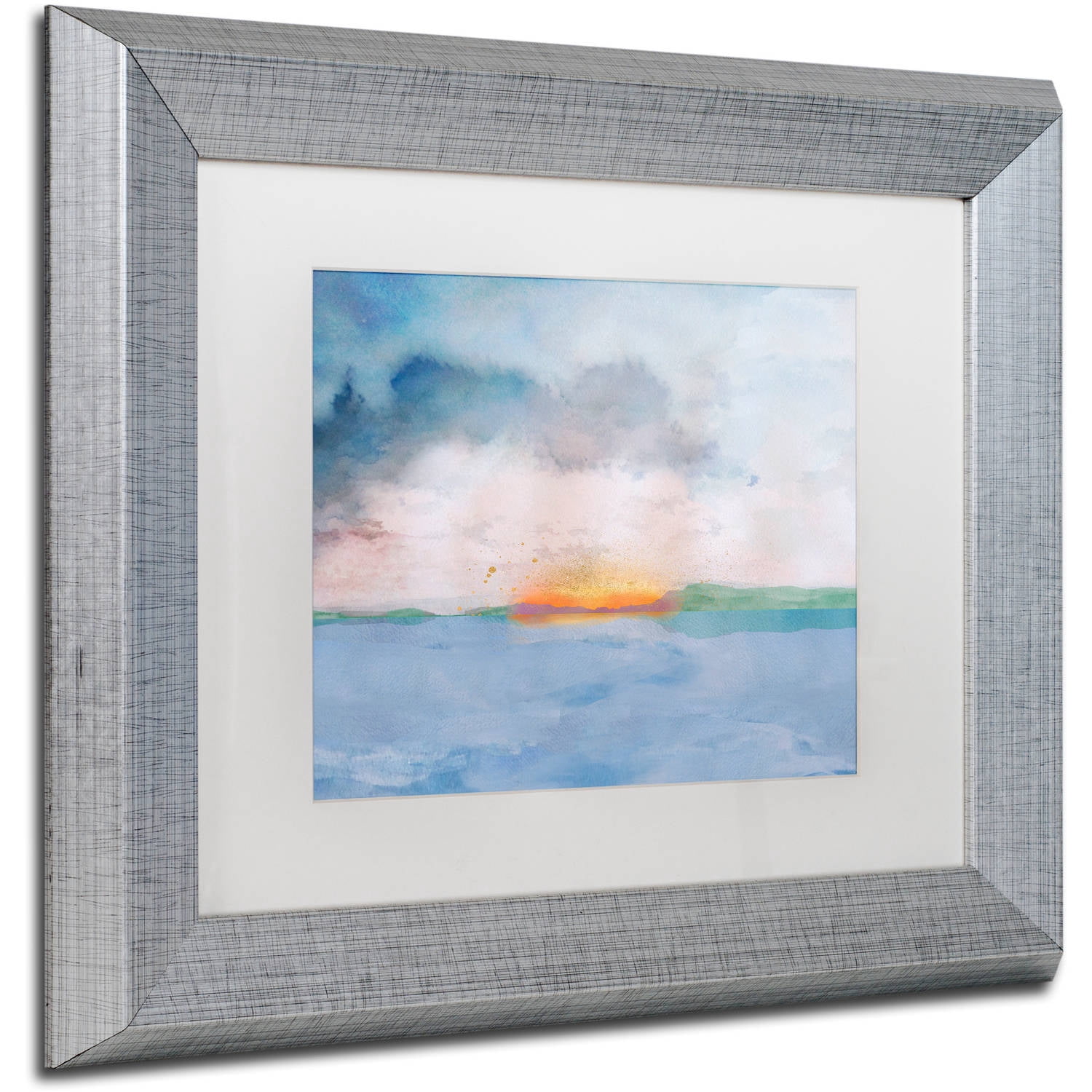 Trademark Fine Art "Sunset" Canvas Art by Lisa Powell Braun, White Matte, Silver Frame