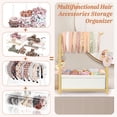 thumbnail image 2 of Olakee All-in-One Hair Accessory Organizer – Metal Headband Stand with Clip & Scrunchie Storage, Girls & Women, Modern, Gold, 2 of 7