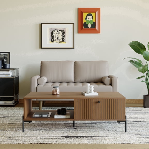 ZARKEA- 58" Upholstered Mid-Century Modern Faux Leather Square Arm Beige Sofa Loveseat