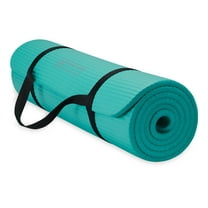Gaiam Essentials Thick Yoga Mat Fitness Exercise Mat with Easy-Cinch Yoga Mat Carrier Strap, 72"L x 24"W x 2/5 Inch Thick