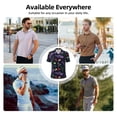 thumbnail image 3 of Kdxio Colorful Vintage Cactuses Print Men's Short Sleeve Polo Shirt,Midweight Men's Shirt, 3 of 5