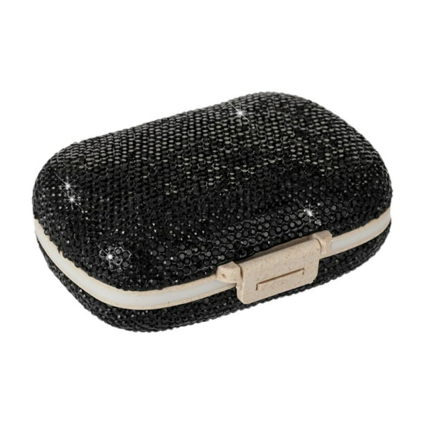 Organizador de pastillas, dispensador de pastillas portátil sellado, estuche de almacenamiento resistente de 8 rejillas, estuche para pastillas para Negro
