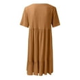 thumbnail image 6 of Tshirt Dress Women Summer Short Sleeve V Neck Loose Fit Ruffle Casual Flowy Midi Dresses T Shirt Dresses for Women, 6 of 8