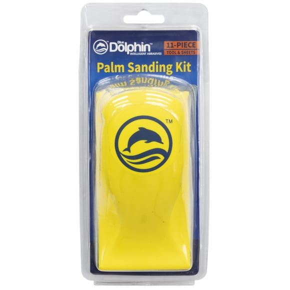 Blue Dolphin 5 x 2.69 in. Foam Sanding Block Palm Handle No Load Aluminum Oxide Sanding Kit- 11 Piece
