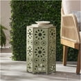 thumbnail image 4 of JERFIT 12 Inch Round Side Table for Patio, Green Metal End Table with Sunburst Design, Small Accent Table for Outdoor Garden, Poolside, Balcony or Living Room, 4 of 9