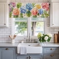 thumbnail image 2 of Blue Pink Hydrangea Window Valance Curtain Linen Background Rod Pocket Short Curtain for Living Room, Bedroom & Kitchen Window Decor 42x18in, 2 of 8