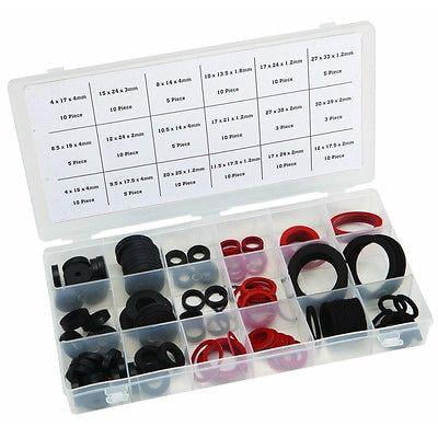 141 PIECES SEALING WASHER SET ASSORTMENT RED FIBRE & BLACK RUBBER PLUMBERS TAP 