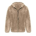 thumbnail image 4 of CHEEREAM Mens Fuzzy Sherpa Jacket Hooded Fleece Cardigans Coats Long Sleeve Full Zip Hoodies Thermal Coat Outwear with Pockets Khaki XL, 4 of 6