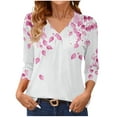 thumbnail image 2 of Women's Polka Dot Printed V-Neck 3/4 Sleeve Casual Summer Blouse with Comfort Fit, 2 of 6