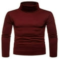 thumbnail image 1 of Chandails Thermiques en Coton pour Hommes Col Roulé Extensible T-Shirt Col Montant Ajusté Vin Rouge TG, 1 of 5