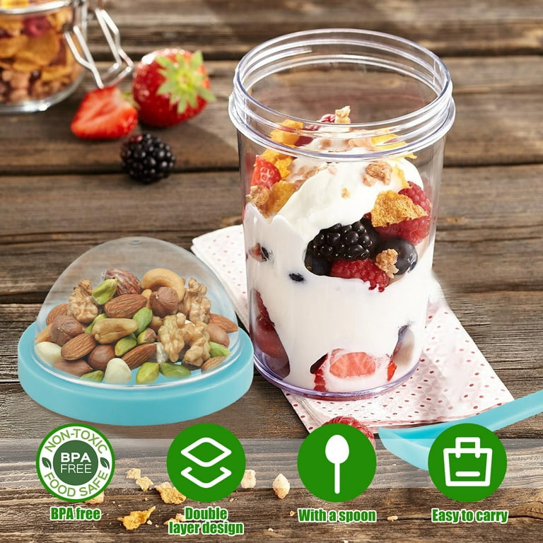 3 Pack Overnight Oats Jars Cereal Milk Container On The Go Leakproof  Oatmeal Jar