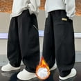 thumbnail image 2 of Boys Pants,Joggers Boys Cargo Winter Lined Casual Pockets Comfortable Straight Leg Trousers,Boys Athletic Pants,Black,8-9 Years, 2 of 8