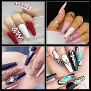 Moclever 500Pcs False Nail Tips, Elegant C Curve Half Cover French Nails, Extra Long Fake Finger Nails, For Nail Art Salons Home DIY, 10 Sizes, Easy To Use, Transparent