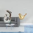 thumbnail image 2 of Estatua moderna y abstracta de cerámica con un delfín y un pájaro dorado, ideal para la oficina, la sala de estar, la mesa de centro, o co, 2 of 8