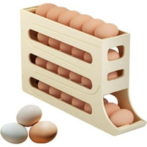 4 Tiers Egg Holder for Fridge - Auto Rolling Fridge Egg Organizer, Space-Saving Egg Dispenser Holder, 30 Eggs Fridge Egg Rack Large Capacity Egg Dispenser for Refrigerator(Yellow)