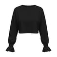 thumbnail image 5 of ClodeEU Women's Crew Neck Long Sleeve Cropped Drop Shoulder Sweatshirt,Casual Loose Crop Pullover Top Black,Women's Plus L, 5 of 6