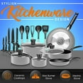thumbnail image 4 of SereneLife 20-Piece Set Gray Kitchenware Pots & Pans Cookware, Black Non-Stick Coating Inside, 4 of 6