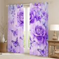 thumbnail image 2 of Manfei Cute Butterflies Curtains Pack of 2 (42x84 Each),Flying Animal Curtains Blackout,Purple Flowers Bedroom Curtains For Girls Kids,Super Cozy Room Decor, 2 of 6