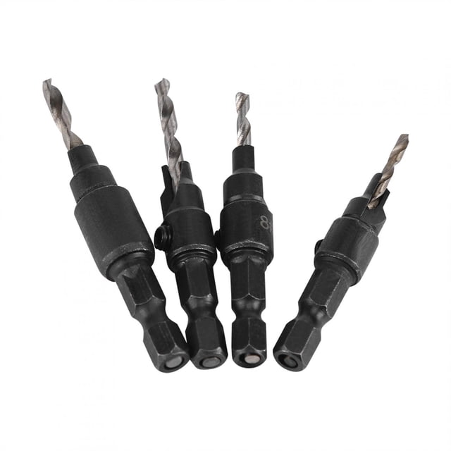 JUEGO DE BROCAS Para Avellanador, Broca Para Fregadero Con Vástago Hexagonal de 1/4 Pulgadas para #6 #8 #10 #12 Herramienta de Carpintería Avellanada