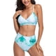 thumbnail image 1 of Bikini dividido Tie Dye Print Cintura alta Elástico Transpirable Cómodo Bikini Traje de baño para playa Todo Verde S, 1 of 5