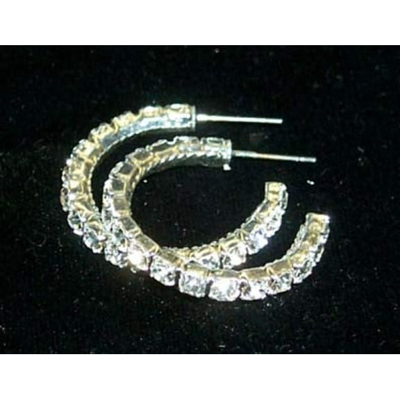 #12155 1" Rhinestone Hoop Earrings