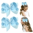 thumbnail image 1 of DEEKA - 2 lazos para el pelo de 6 pulgadas, grandes, hechos a mano, de color sólido, pinzas de cocodrilo, accesorios para el cabello para niñas pequeñas y adolescentes, juego de 2, color negro MFZFUKR YZY1073-4, 1 of 5