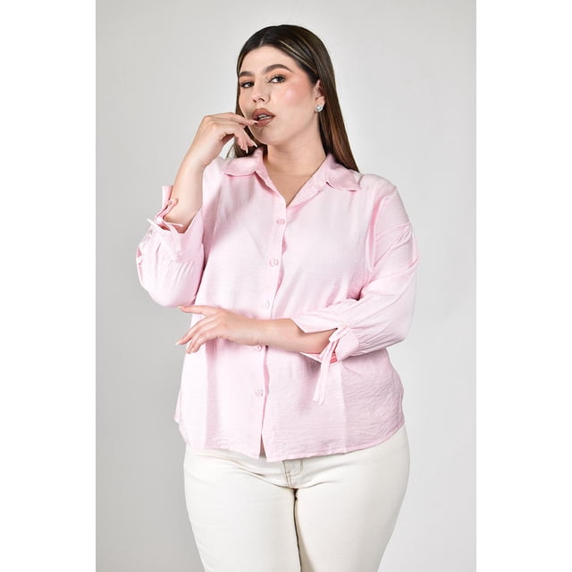 Blusa manga 3/4 con lazo Roman Fashion /Tallas Extras, 2713 (Rosa) rosa 42