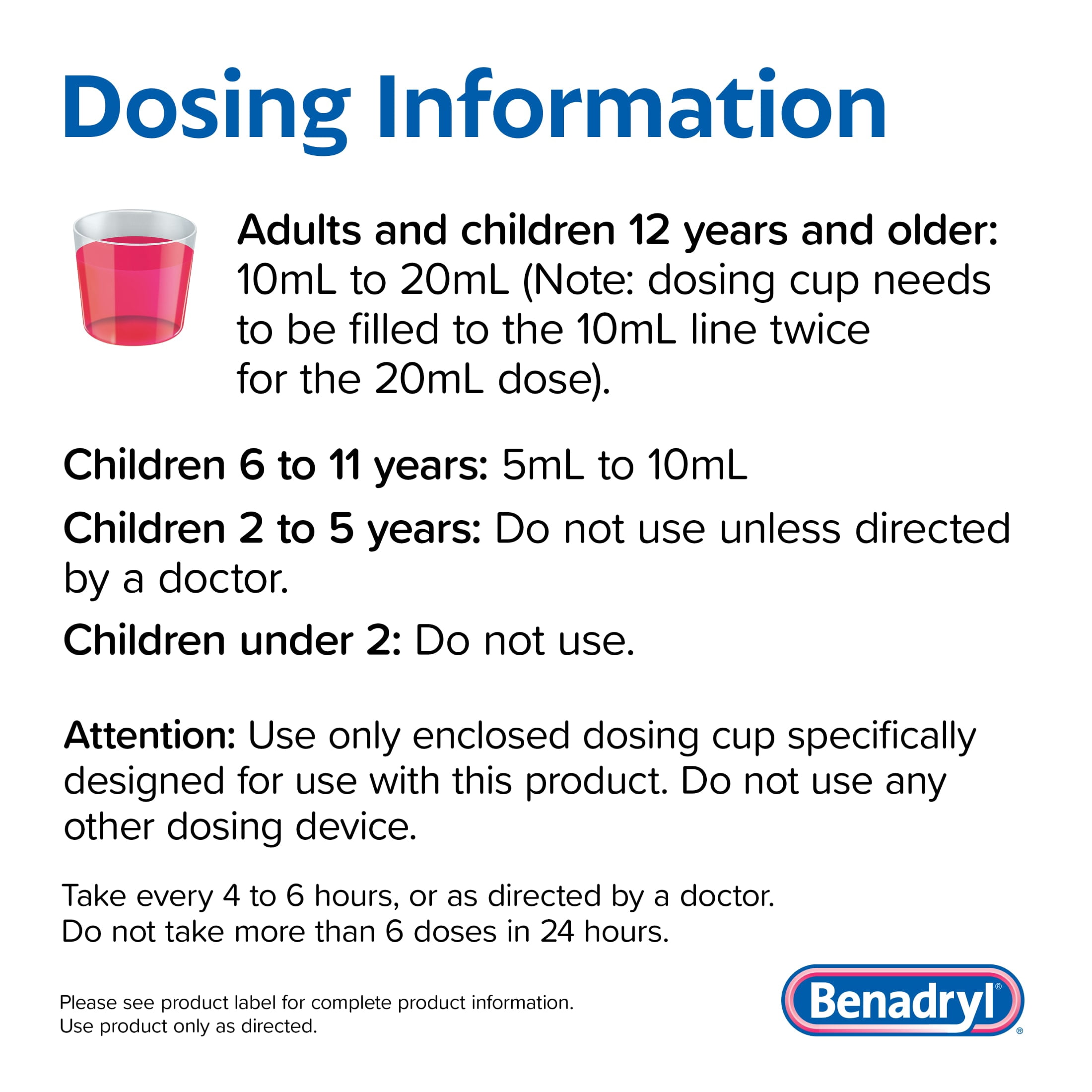 Benadryl Allergy Relief Liquid for Adults, Wild Cherry, 4 fl. oz