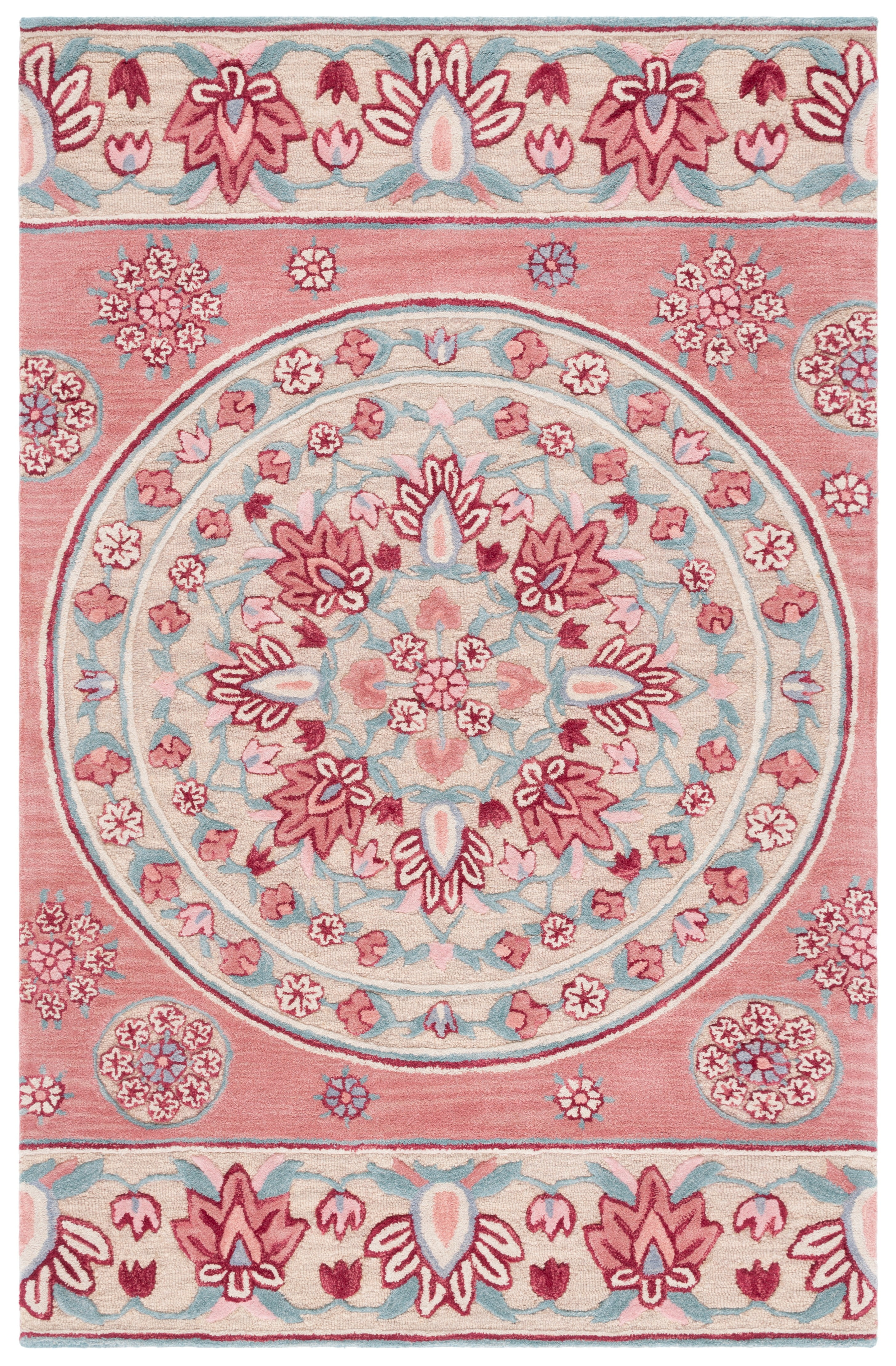SAFAVIEH Bellagio Vanessa Floral Wool Area Rug, Red/Beige, 5' x 8'