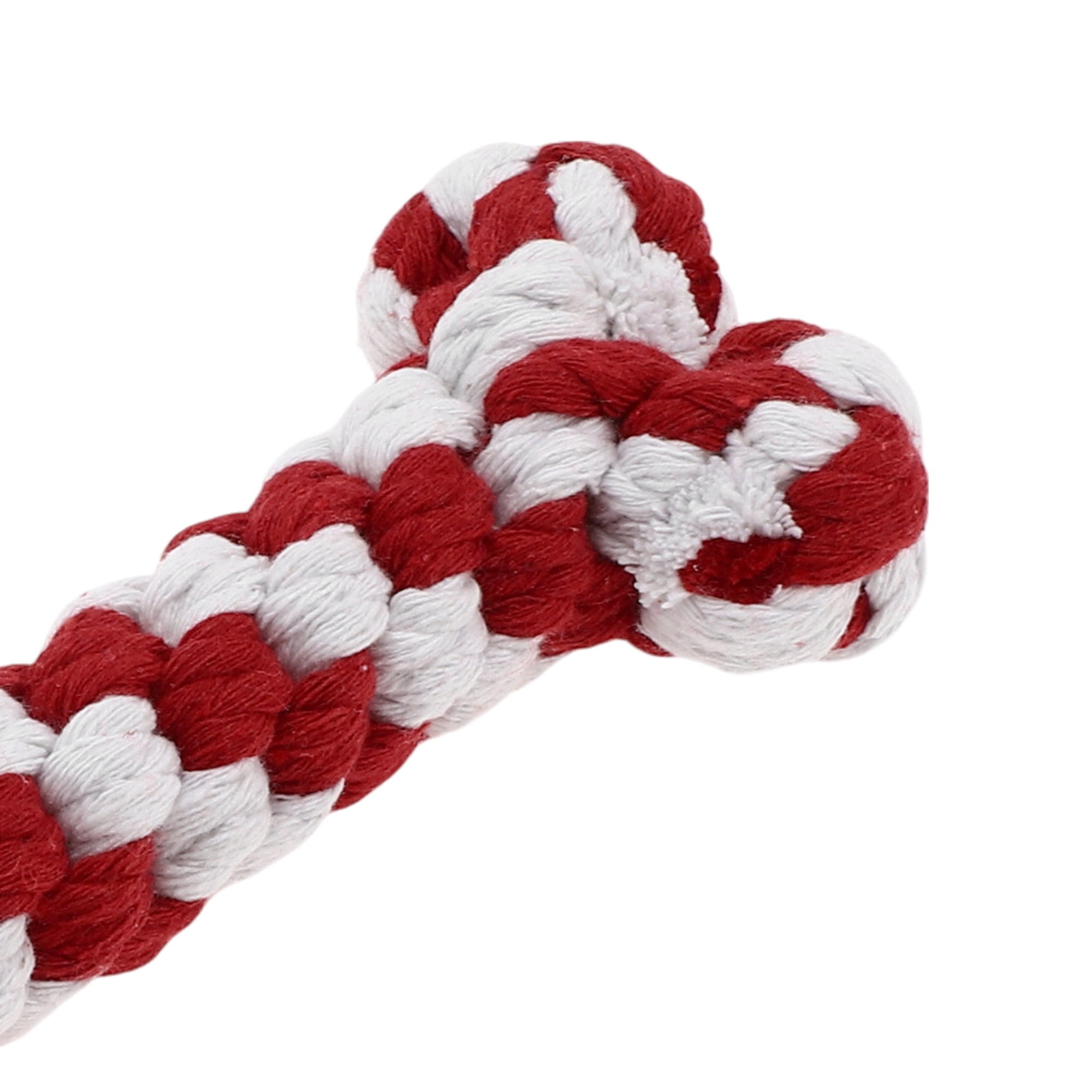 Unique Bargains Durable Braided Cotton Bone Shape Dog Chew Rope Red White