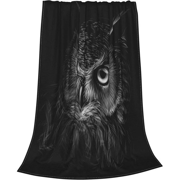 Black Owl flannel Throw Blanket Soft Lightweight Warm Cozy Plush Blanket for Couch Bed Sofa 80"X60"