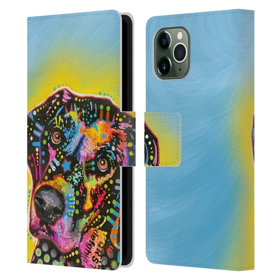 Head Case Designs Officially Licensed Dean Russo Dogs Labrador Leather Book Wallet Case Cover Compatible with Apple iPhone 11 Pro