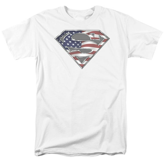 Superman All American Shield Adult 18/1 T-Shirt White