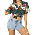 thumbnail image 2 of LA LEELA Button Down Shirt for Women Casual Summer Beach Party Short Sleeve Vacation Blouse Shirt Collared Blouses Hawaiian Shirts Tops for Women S Hibiscus Floral, Multicoloured, 2 of 4