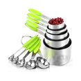 thumbnail image 1 of Cucharas y tazas medidoras: Juego de 10 tazas y cucharas medidoras de acero inoxidable para repostería y repostería, mango engrosado, 1 of 5