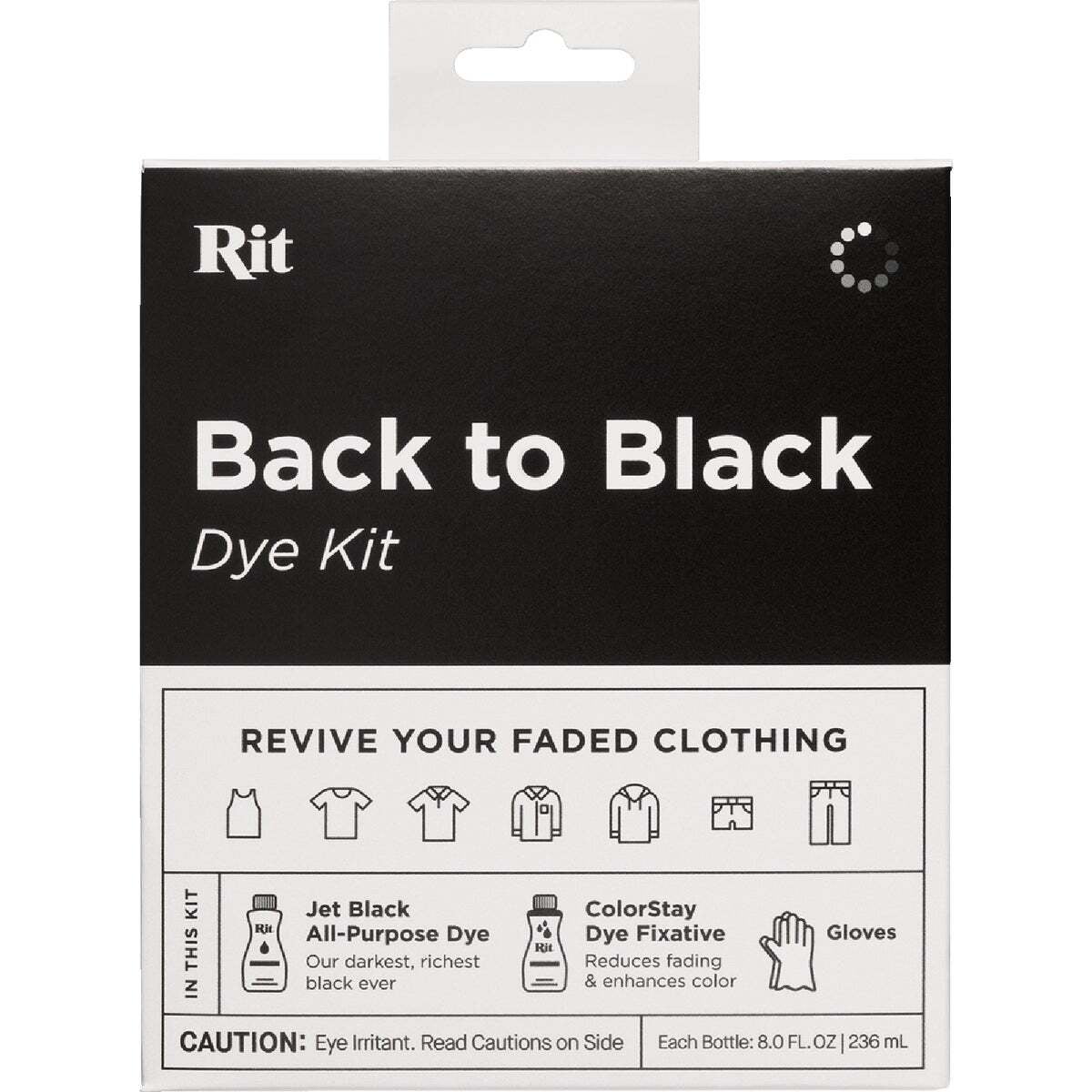Rit Back to Black Fabric Dye Kit – Black Clothing Dye and Fixative for Cotton, Polyester & Blends