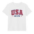 thumbnail image 4 of Ruiwill Toddler Girls Tops 4Th Of July Size 10-11 Years Patriotic Independence Day Tops Usa Letter Print Short Sleeve Crewneck Summer Girl Tees White, 4 of 4