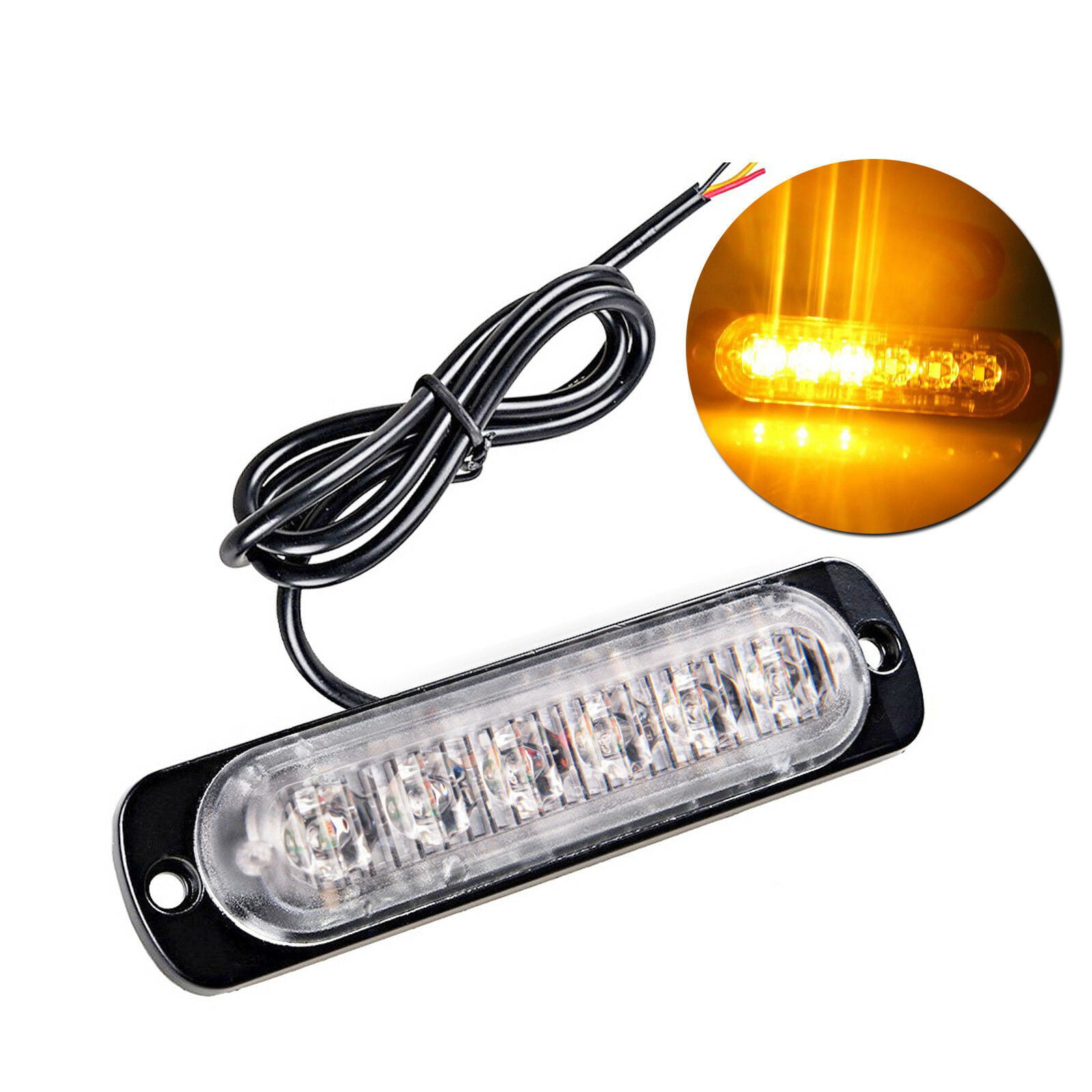 4 12/24v 6 LED Orange Amber Light Lamps Recovery Flashing Breakdown Strobe Grill 