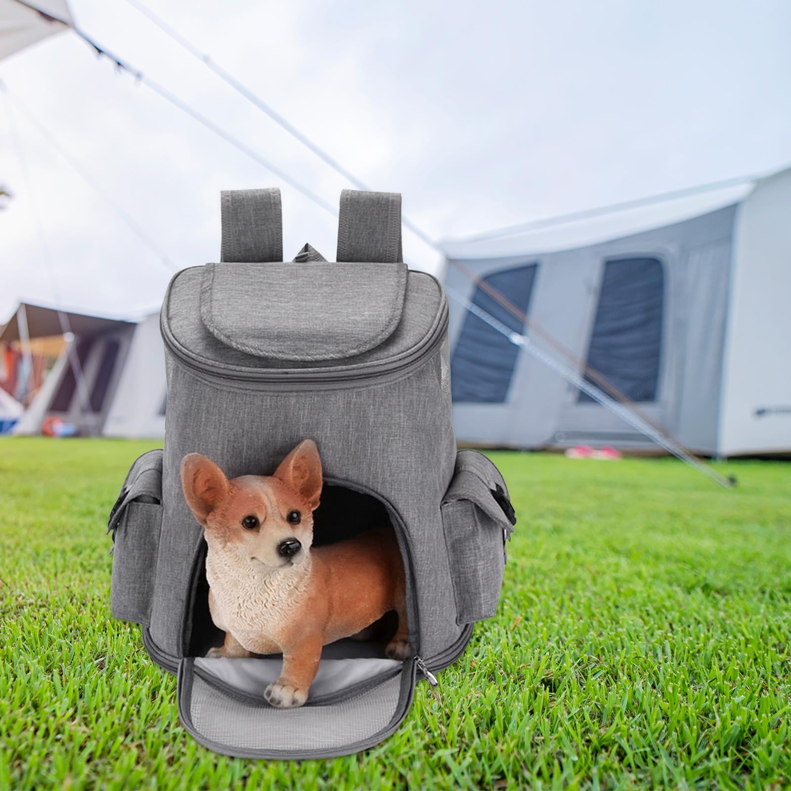 Fzaqwen Pet Carrier Backpack Adjustable Strap 2 Side Bags Carrying Bags Dog Carriers Pet Grey 14lb